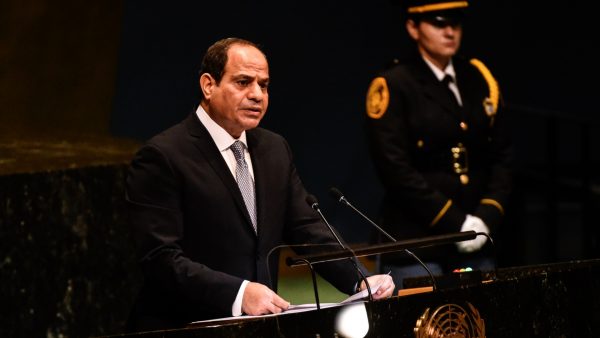 Tổng thống Ai Cập Abdel-Fattah el-Sisi diễn thuyết trước Đại hội đồng Liên Hiệp Quốc tại thành phố New York, vào ngày 25/09/2018. (Ảnh: Stephanie Keith/Getty Images)