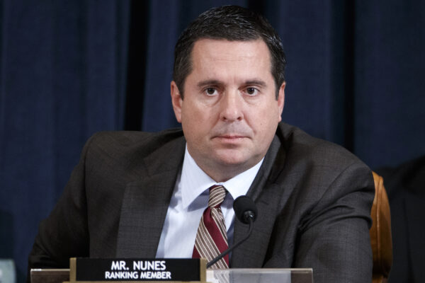 Thành viên cao cấp của Ủy ban Tình báo Hạ viện, Dân biểu Devin Nunes (Cộng Hòa-California) tại Capitol Hill ở Hoa Thịnh Đốn vào ngày 19/11/2019. (Ảnh: Shawn Thew/Pool/Getty Images)