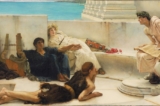 Sử thi “Odyssey” của thi hào Homer là câu chuyện về một người cha tìm lại trật tự cho quê nhà. Bức tranh “Buổi đọc sách từ Homer” do họa sĩ Lawrence Alma Tadema vẽ. Bảo tàng Nghệ thuật Philadelphia. (Ảnh: Tài sản công)