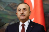 Ngoại trưởng Thổ Nhĩ Kỳ Mevlut Cavusoglu tham dự một cuộc họp báo chung với người đồng cấp Nga sau cuộc hội đàm của họ tại Moscow hôm 16/03/2022. (Ảnh: Maxim Shemetov/Pool/AFP qua Getty Images)