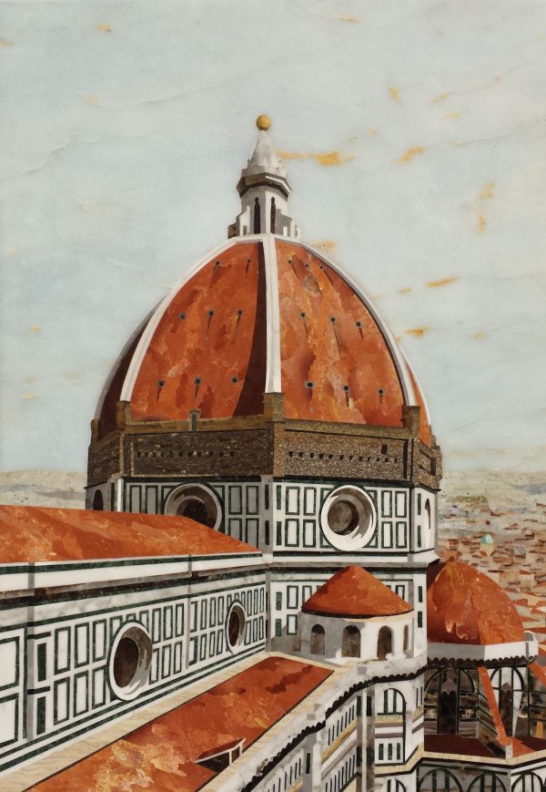 Xưởng Scarpelli Mosaici chỉ cách Nhà Thờ Duomo nổi tiếng một đoạn ngắn. Trong ảnh, Nhà Thờ Duomo được khắc họa trong một bức tranh đá quý commesso của tác giả Renzo Scarpelli. (Ảnh: Catia Scarpelli)