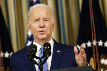 Tổng thống Joe Biden có bài diễn thuyết tại Phòng Quốc Yến tại Tòa Bạch Ốc hôm 09/11/2022. (Ảnh: Samuel Corum/Getty Images)