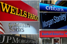 Ảnh kết hợp của Wells Fargo, Citigbank, Morgan Stanley, JPMorgan Chase, Bank of America, JPMorgan và Goldman Sachs. (Ảnh: Reuters)