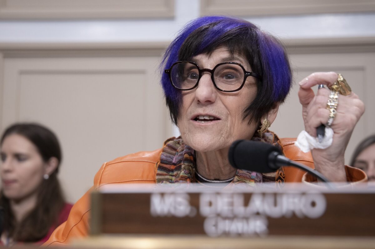 Dân biểu Rosa DeLauro (Dân Chủ-Connecticut), chủ tịch Tiểu ban Phân bổ ngân sách Hạ viện, trình bày trong phiên điều trần của Bộ trưởng Y tế và Dịch vụ Nhân sinh Alex Azar tại Hoa Thịnh Đốn vào ngày 26/02/2020. (Ảnh: Tasos Katopodis/Getty Images)