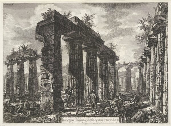 Một bản khắc của các ngôi đền Hy Lạp tại Paestum do điêu khắc gia Giovanni Battista Piranesi thực hiện, 1778. (Ảnh: Tài sản công)