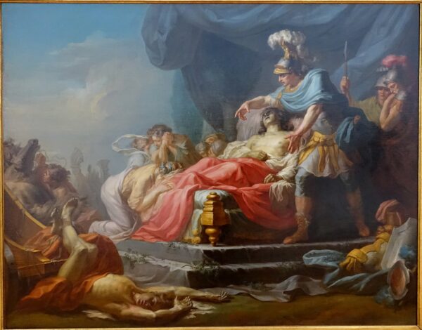 Bức tranh “Achilles đặt thi thể của Hector dưới chân của [người bằng hữu] Patroclus” của họa sĩ Jean Joseph Taillason, năm 1769. Tranh sơn dầu trên vải canvas. Viện bảo tàng Nghệ thuật Krannert, Champaign, Ill. (Ảnh: Tài sản công)