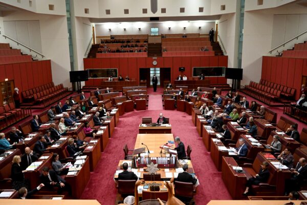 Phòng Thượng viện Úc tại Tòa nhà Quốc hội ở Canberra, Úc vào ngày 08/09/2022. (Ảnh: AAP Image/Mick Tsikas)