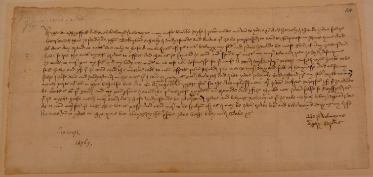 Lá thư tình Valentine được biết đến sớm nhất trong lịch sử, từ bà Margery Brews gửi cho ông John Paston. Thư viện Anh. (Ảnh: Tài sản công)