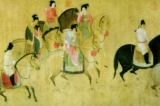 Tác phẩm “Quắc Quốc phu nhân du xuân đồ,” thế kỷ thứ 8, do họa sĩ Trương Huyên dưới thời Hoàng đế Đường Huyền Tông vẽ. (Ảnh: Tài sản công)
