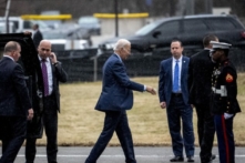 Tổng thống Joe Biden khởi hành từ Bệnh viện Quân y Quốc gia Walter Reed ở Bethesda, Maryland, hôm 16/02/2023. (Ảnh: Andrew Harnik/AP Photo)