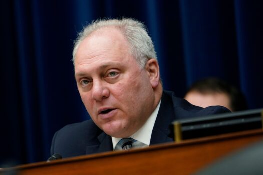 Dân biểu Steve Scalise (Cộng Hòa-Louisiana) nói chuyện trong một phiên điều trần của Tiểu ban Đặc biệt của Hạ viện về Cuộc khủng hoảng Virus Corona tại Tòa nhà Văn phòng Hạ viện Rayburn trên Capitol Hill vào ngày 19/05/2021. (Ảnh: Susan Walsh/Pool/AFP qua Getty Images)