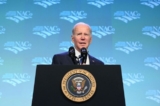 Tổng thống Joe Biden có bài diễn văn quan trọng trong Hiệp hội Quốc gia Các quận tại khách sạn Washington Hilton ở Hoa Thịnh Đốn hôm 14/02/2023. (Ảnh: Mandel Ngan/AFP qua Getty Images)