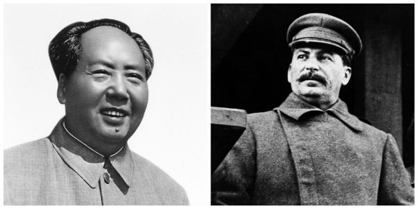 (Trái sang phải) Mao Trạch Đông và Josef Stalin trong một bức ảnh kết hợp. (Ảnh: AP Photo)