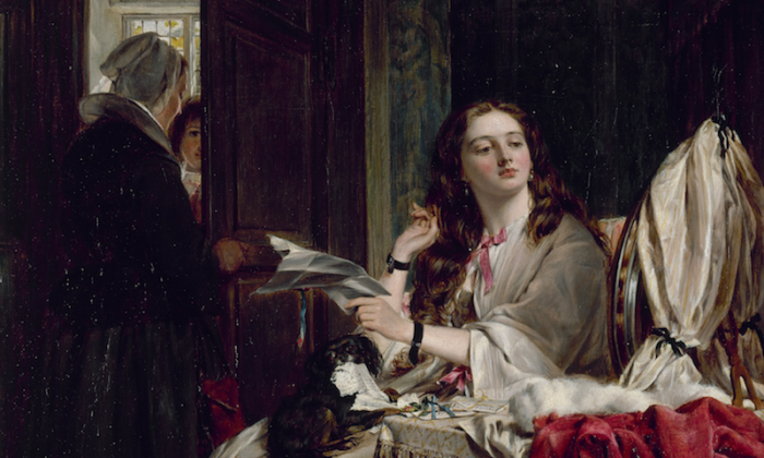 Đến thời đại Victoria, ngày lễ Valentine đã trở thành một ngày lễ quan trọng, như trong bức tranh vẽ cô gái cầm một bức thư tình này. Bức tranh “Buổi sáng ngày lễ Valentine” này do họa sĩ John Callcott Horsley thực hiện vào năm 1865. Phòng trưng bày Nghệ thuật Walker. (Ảnh: Tài sản công)