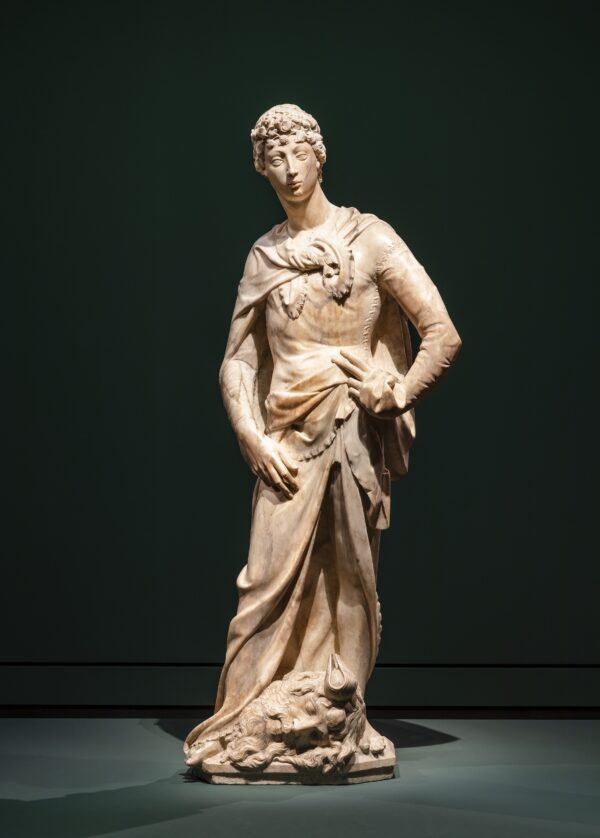Tác phẩm “David” do điêu khắc gia Donatello thực hiện vào năm 1408–09 và 1416. Chất liệu: Đá cẩm thạch; 75 3/8 inch x 16 1/2 inch. Bảo tàng Quốc gia Bargello, Florence, Ý. (Ảnh: David von Becker/Bảo tàng Quốc gia tại Berlin)