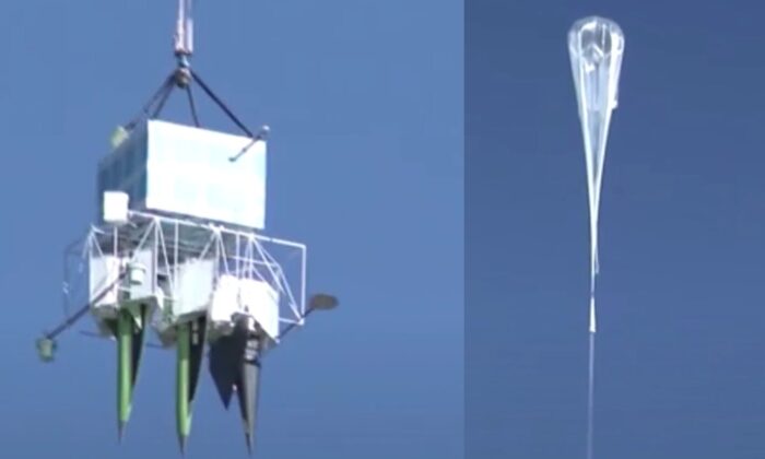 Trung Quốc đã thử nghiệm các phương tiện lướt siêu thanh thả từ khinh khí cầu vào năm 2018, theo đài truyền hình nhà nước Trung Quốc CCTV. (Ảnh: Ảnh chụp màn hình qua mạng xã hội Trung Quốc)