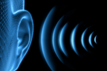 Hình minh họa tai người bằng cấu trúc dây với sóng âm thanh. (Ảnh: Shutterstock)