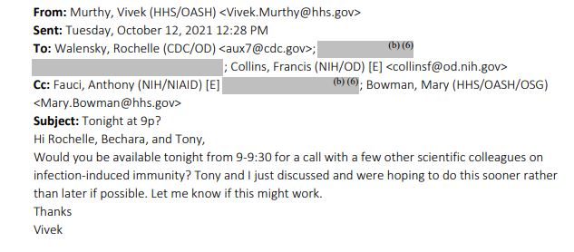 Một thư điện tử mà The Epoch Times thu thập được cho thấy Tiến sĩ Vivek Murthy đã liên hệ với các đồng nghiệp để sắp xếp cuộc gặp. (Ảnh: The Epoch Times)