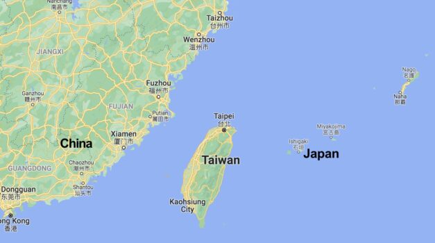 Đài Loan, Nhật Bản, và Trung Quốc là láng giềng của nhau. (Ảnh chụp màn hình/Bản đồ Google)