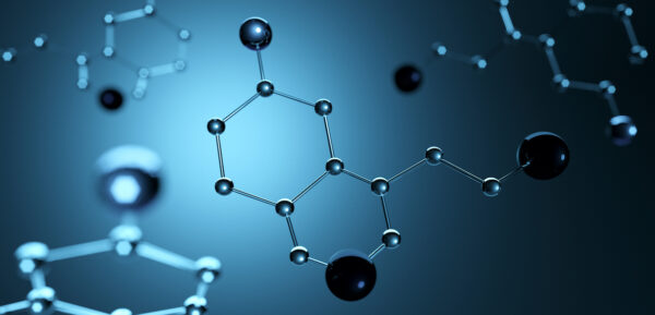 Mô hình phân tử serotonin, Hormone hạnh phúc. (Ảnh: Vladimir Zotov/Shutterstock)