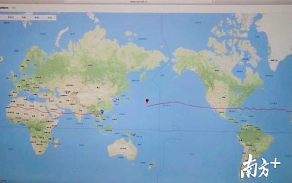 Bản đồ thể hiện hành trình của khí cầu Trung Quốc mang tên Truy Vân, vào tháng 08/2019. (Ảnh: Nam Phương Nhật Báo)