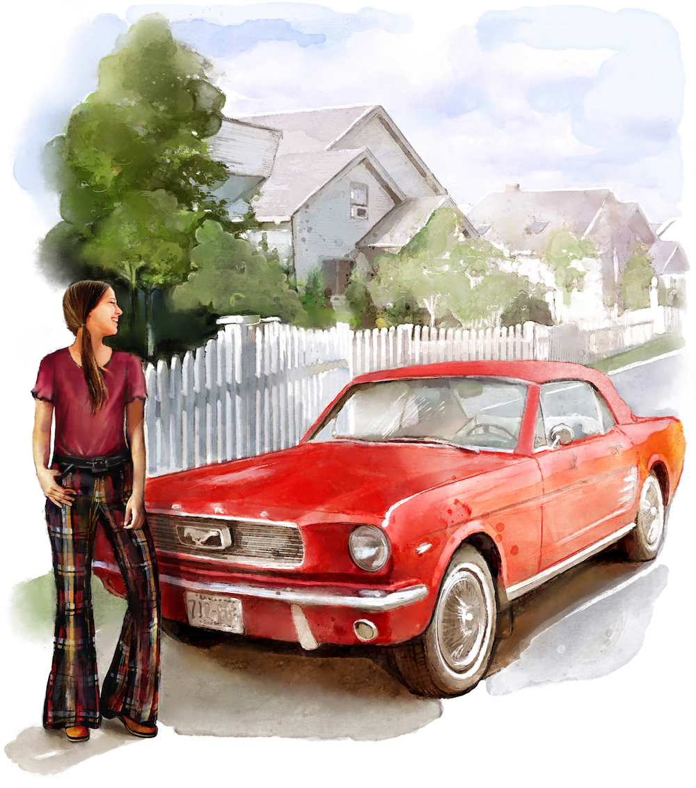 Bà Constantina “CK” Kortopattis đã dành một năm tiết kiệm để mua chiếc xe hơi mơ ước của mình, một chiếc Ford Mustang đời 1966 màu đỏ. (Ảnh: Biba Kayewich)