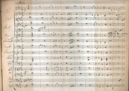 Có lẽ Schubert đã cố ý để cho Bản Giao Hưởng số 8 cung Si thứ không được hoàn thành. Một trang trong “Unfinished Symphony” (Bản Giao Hưởng Dang Dở), chương ba, bản sao chép, trong quyển tiểu sử của nhạc sĩ J.R. von Herbeck về Franz Schubert, năm 1885. (Ảnh: Tài sản công)