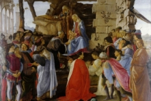 Tác phẩm “Adoration of the Magi” (Tôn kính Thánh thể), năm 1476, của tác giả Sandro Boticelli. (Ảnh: Tài sản công)