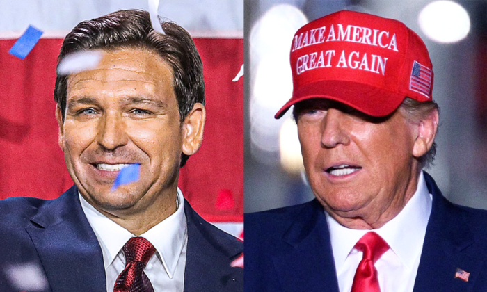 (Trái qua phải) Thống đốc Florida Ron DeSantis và Cựu Tổng thống Donald Trump (Ảnh: Giorgio Viera/Angela Weiss/Getty Images)