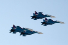 Phi cơ Su-27 của Nga bay trong một bức ảnh tư liệu. (Ảnh: STR/AFP qua Getty Images)