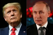 Cựu Tổng thống Donald Trump (trái) và Tổng thống Nga Vladimir Putin (phải) trong một bức ảnh tư liệu. (Ảnh: Jim Watson và Emmanuel Dunand/AFP qua Getty Image)
