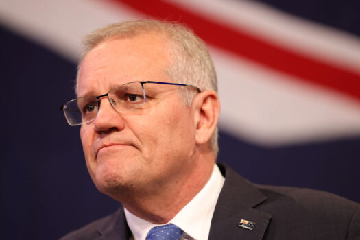 Cựu Thủ tướng Scott Morrison tại Sydney, Úc, vào ngày 21/05/2022. (Ảnh: Asanka Ratnayake/Getty Images)