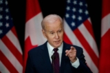 Tổng thống Joe Biden nói trong cuộc họp báo chung với Thủ tướng Canada Justin Trudeau tại Tòa nhà Sir John A. Macdonald ở Ottawa, Canada, hôm 24/03/2023. (Ảnh: Andrej Ivanov/AFP/Getty Images)