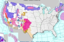 Cơ quan Thời tiết Quốc gia (NWS) đã đưa ra các cảnh báo bão tuyết và bão mùa đông cho các vùng của tiểu bang Washington, Oregon, và California, trong khi các nhà dự báo khác nói rằng hệ thống bão này có thể sẽ lan rộng trên khắp Hoa Kỳ trong tuần. (Ảnh: Weather.gov)