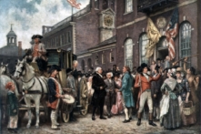 Ngày 04/03/1793, tổng thống George Washington đến Tòa nhà Quốc hội ở Philadelphia. Bức tranh “Lễ nhậm chức của Washington tại Philadelphia” của họa sĩ Jean Leon Gerome Ferris. (Ảnh: Bộ sưu tập Everett/Shutterstock)