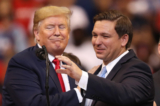 Tổng thống đương thời Donald Trump giới thiệu Thống đốc Florida Ron DeSantis trong một cuộc vận động tranh cử trở về quê nhà tại Trung tâm BB&T ở Sunrise, Florida, vào ngày 26/11/2019. (Ảnh: Joe Raedle/Getty Images)