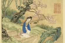 Một phần bức tranh vẽ Tây Thi của họa sĩ Hách Đạt Tư thời nhà Thanh, hiện đang lưu giữ ở Viện Bảo tàng Cố cung Đài Bắc. (Ảnh: Tài sản công)