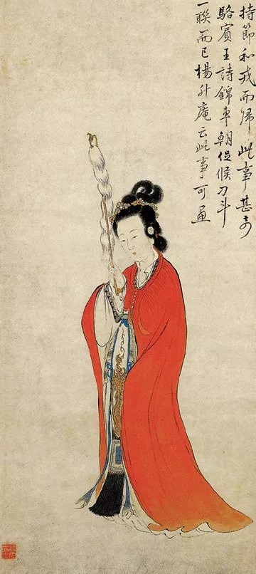 Một phần bức “Trì tiết sĩ nữ đồ” của Khang Đào thời Thanh, vẽ màu trên giấy, lưu giữ tại Bảo tàng tỉnh Chiết Giang. (Ảnh: Tài sản công)