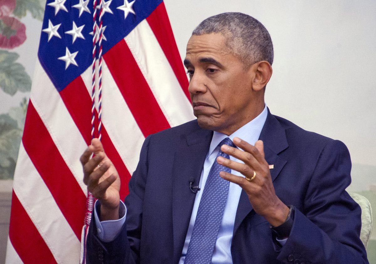 Cựu Tổng thống Hoa Kỳ Barack Obama được Vox phỏng vấn tại Blair House ở Hoa Thịnh Đốn vào ngày 06/01/2017. Vị tổng thống này đã thảo luận về tương lai của Obamacare trong một buổi phát sóng trực tiếp. (Ảnh: Ron Sachs/Pool/Getty Images)
