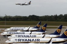 Hình ảnh phi cơ Ryanair tại phi trường Stansted, phía đông bắc London, vào ngày 20/08/2020. (Ảnh: Adrian Dennis/AFP qua Getty Images)