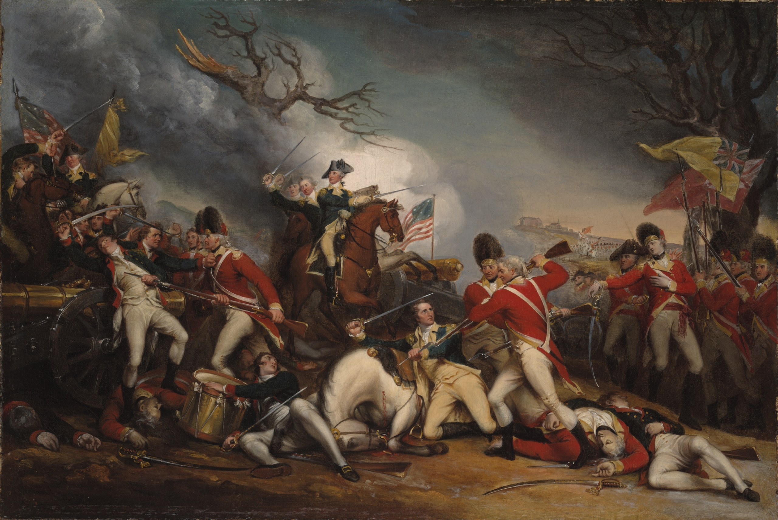 Bức tranh sơn dầu “Cái chết của Tướng Mercer” (The Death of General Mercer at the Battle of Princeton) của họa sĩ người Mỹ, John Trumbull. (Ảnh: Tài sản công)