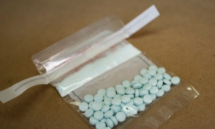 Những viên thuốc được cho là có pha thêm chất fentanyl được trưng bày tại Phòng thí nghiệm của Cục Phòng chống Ma túy Khu vực phía Bắc, ở New York hôm 08/10/2019. (Ảnh: Don Emmert/AFP qua Getty Images)