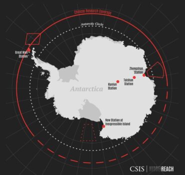 Một bản đồ hiển thị vị trí của các trạm Nam Cực hiện có của Trung Quốc và vị trí của một trạm mới trên Đảo Inexpressible trong hình ảnh tư liệu này. (Ảnh: Trung tâm Nghiên cứu Chiến lược và Quốc tế (CSIS)/Hidden Reach)