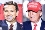 (Từ trái sang phải) Thống đốc Florida Ron DeSantis và Cựu Tổng thống Donald Trump. (Ảnh: Giorgio Viera/Angela Weiss/Getty Images)