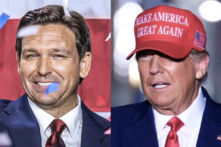 Thống đốc Florida Ron DeSantis và Cựu Tổng thống Donald Trump. (Ảnh: Giorgio Viera/Angela Weiss/Getty Images)