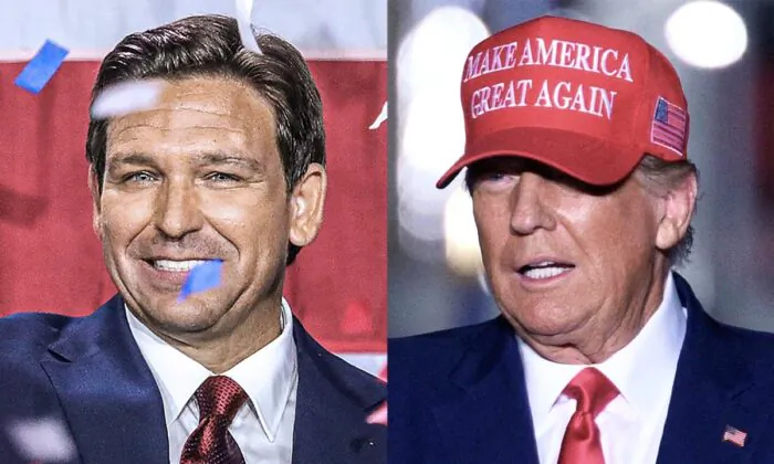 Thống đốc Florida Ron DeSantis và Cựu Tổng thống Donald Trump. (Ảnh: Giorgio Viera/Angela Weiss/Getty Images)