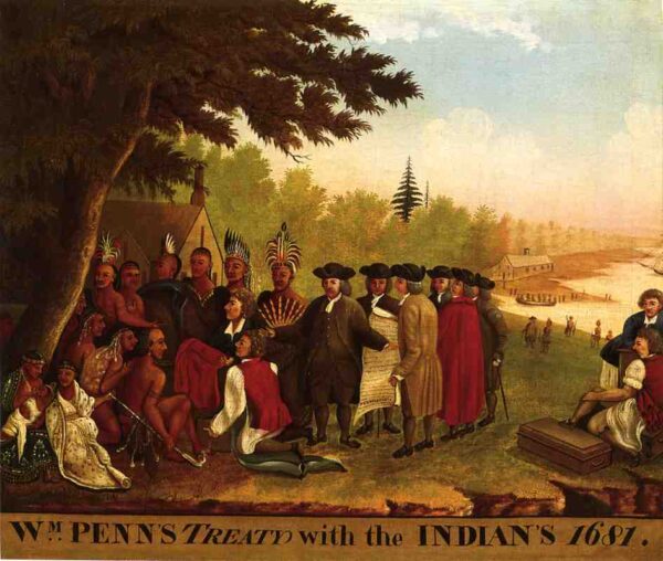 “Hiệp ước của ông Penn,” năm 1847, tác phẩm của họa sĩ Edward Hicks. (Ảnh: Tài sản công)