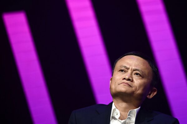 Ông Jack Ma, khi đó là Giám đốc điều hành của đại công ty thương mại điện tử Trung Quốc Alibaba, nói trong chuyến thăm của ông tại hội chợ đổi mới và khởi nghiệp Vivatech ở Paris hôm 16/05/2019. (Ảnh: Philippe Lopez/AFP/Getty Images)
