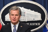 Giám đốc FBI Christopher Wray nói trong một cuộc họp báo tại Bộ Tư pháp ở Hoa Thịnh Đốn, vào ngày 26/01/2023. (Ảnh: Mandel Ngan/AFP qua Getty Images)