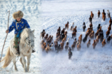 Các bức ảnh của nhiếp ảnh gia Zay Yar Lin về những người chăn gia súc Mông Cổ băng qua tuyết trông như thể bước ra từ một bộ phim (Ảnh: Đăng dưới sự cho phép của nhiếp ảnh gia Zay Yar Lin)